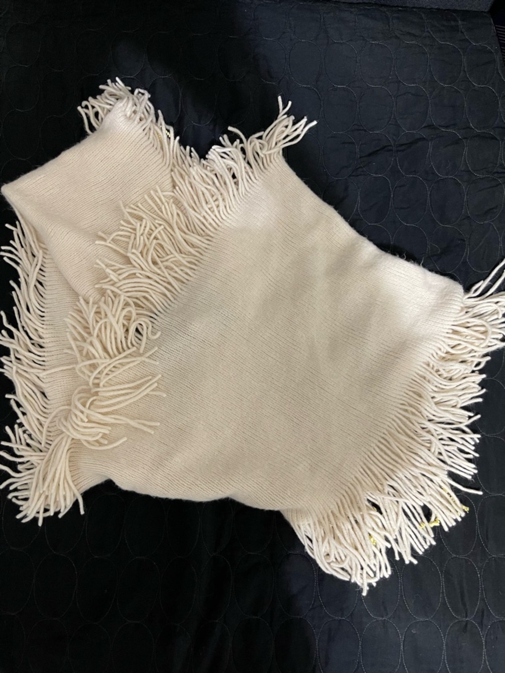 Nanette Lepore Cream Fringe Knit Scarf